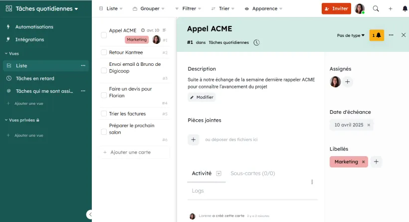 Organisation intuitive