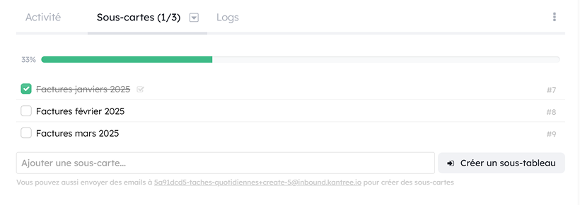 Sous-tâches et checklist