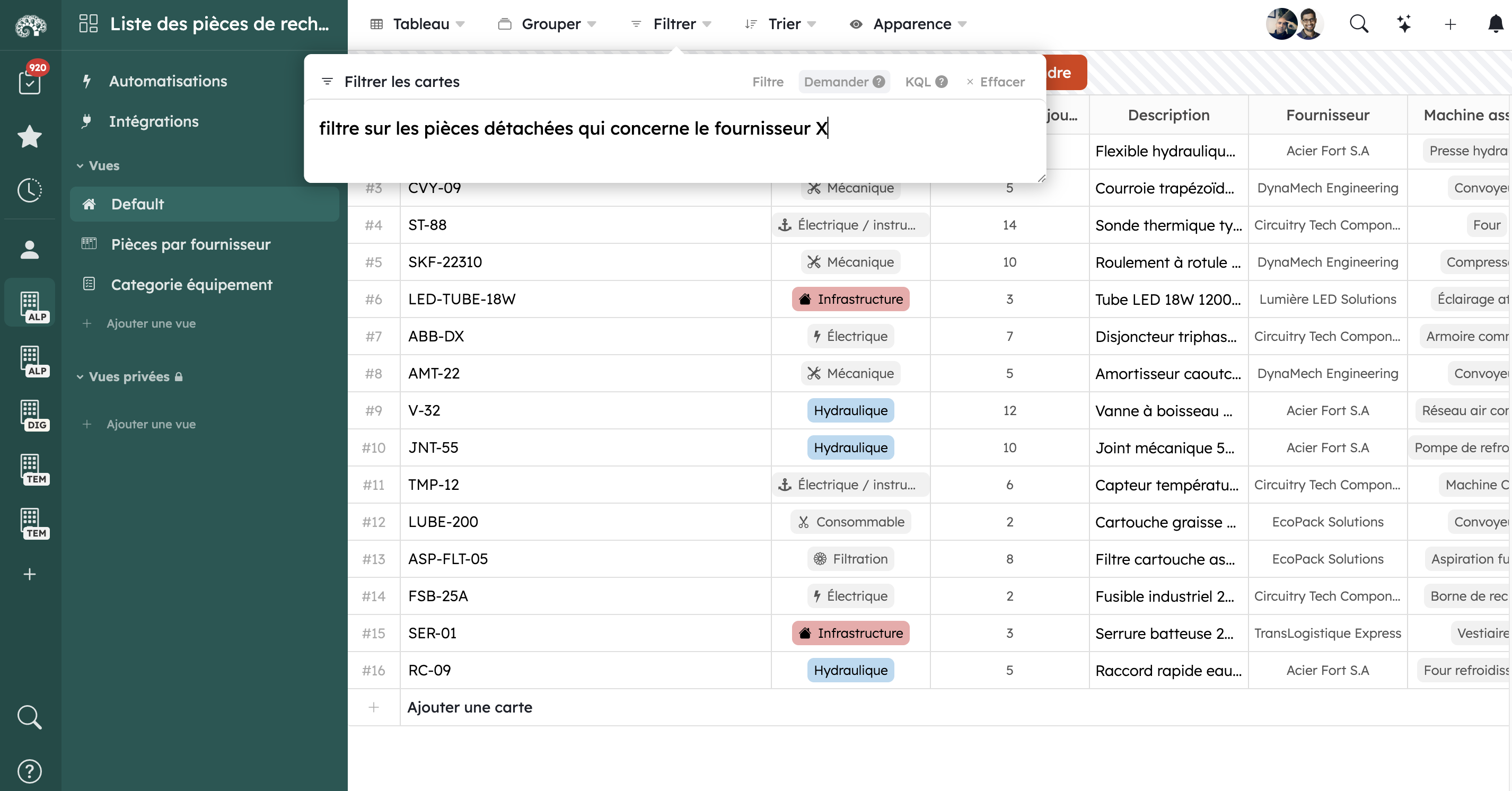 filtres intelligents