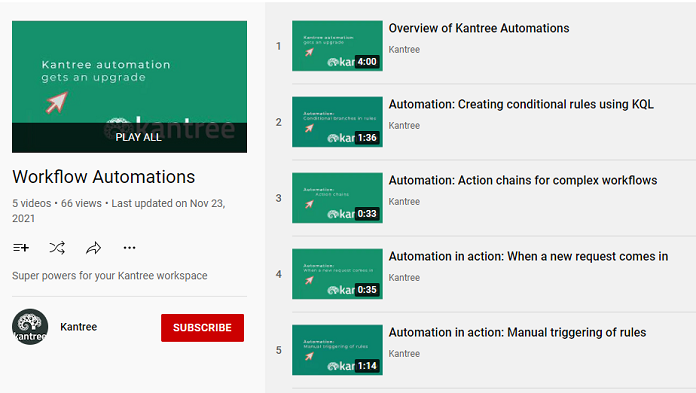 Workflow automations playlist on YouTube