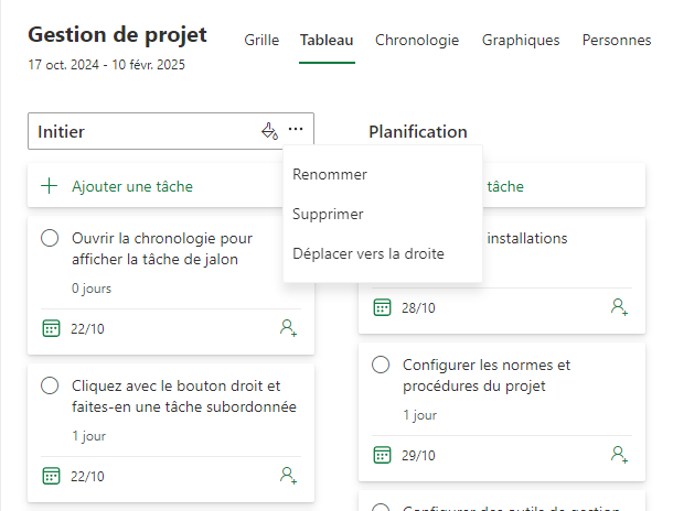 kanban board MS-Project