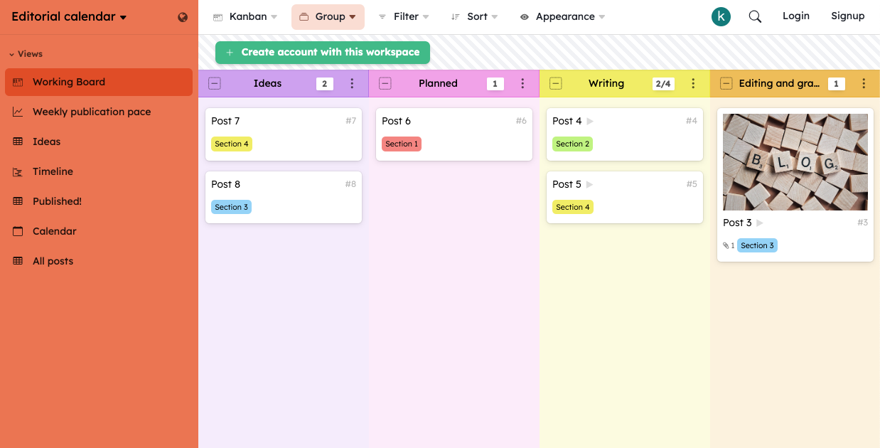 Editoral Calendar template - Kantree