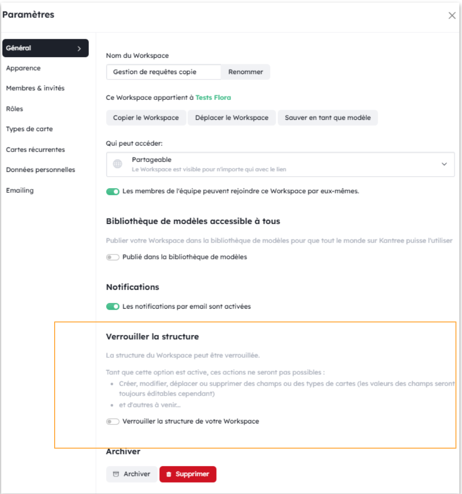 Lock the workspace structure